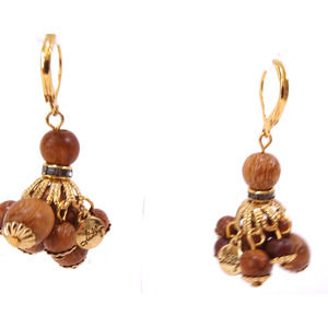 Milly Women's Signature Wood ball Gold Charm Drop Earrings NWOT 89